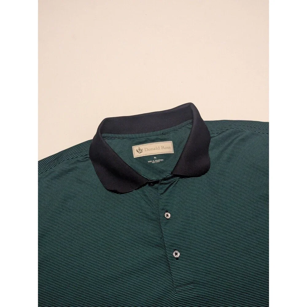 Donald Ross Mens X-Large Polo‎ Shirt Golf Performance Striped *Club Embroidery